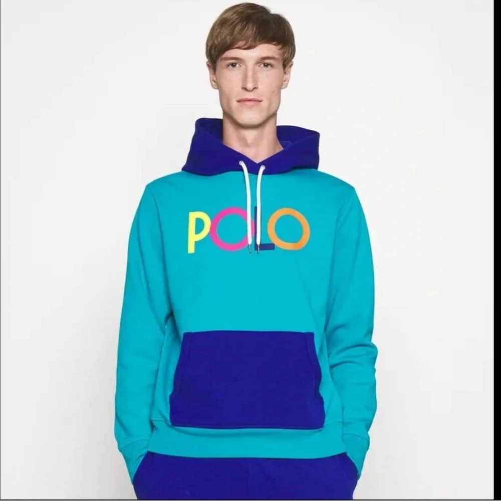 Polo Ralph Lauren Men's Spectre Hoodie Sweatshirt Deep Aqua Medium Colorblock